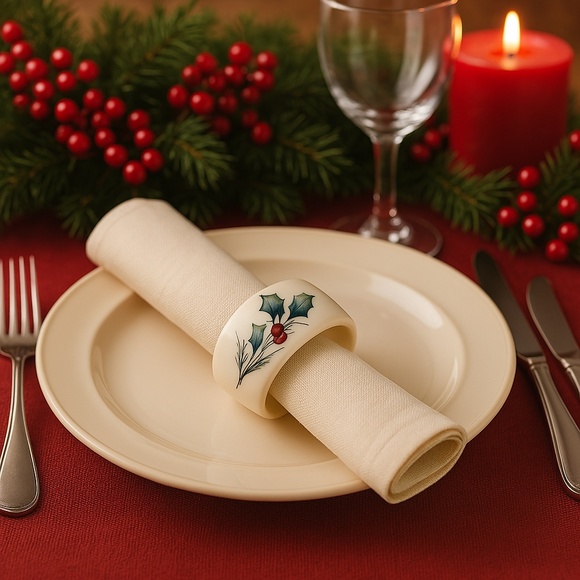 Lenox Other - Lenox Napkin Rings Winter Greetings Set of 4 Vintage 2003 New in box unused